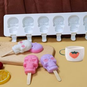 1pc 6 Skull Ice Cream Silicone Mold; Ice Mold 14.2*4.37inch