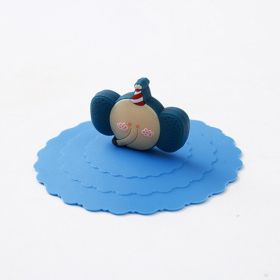1pc Creative Silicone Cup Cover With Leak-proof And Dustproof Design; Suitable For Ceramic Tea Cup And Water Cup; Sealed Bowl Lid For Multi-purpo (Color: Blue + Elephant)