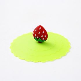 1pc Creative Silicone Cup Cover With Leak-proof And Dustproof Design; Suitable For Ceramic Tea Cup And Water Cup; Sealed Bowl Lid For Multi-purpo (Color: Green+ Strawberry)